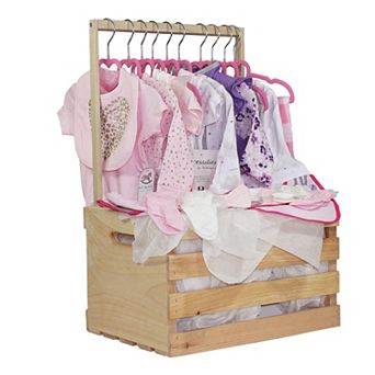 43 pc Infant Girl Clothing Baby Shower Gift Crate