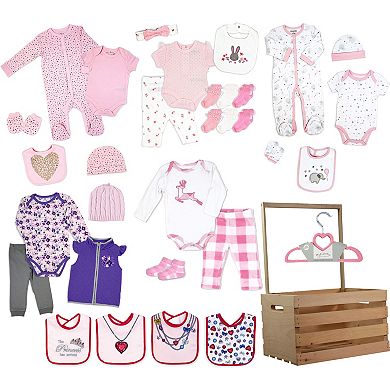 43 Piece Infant Girl Clothing Baby Shower Gift Crate