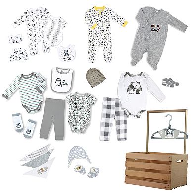 33 Piece Gender Neutral Infant Clothing Baby Shower Gift Crate