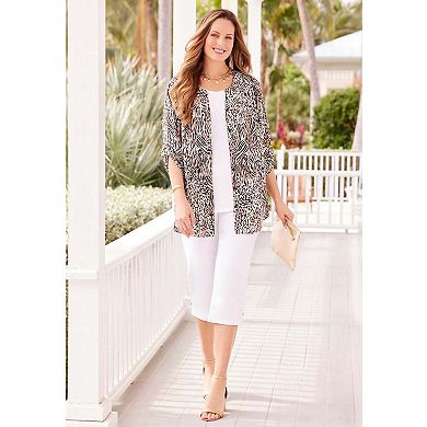 Catherines Women's Plus Size Petite The Knit Jean Capri (With Pockets)