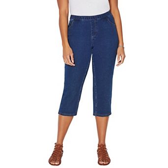 Catherines Women's Plus Size Petite The Knit Jean Capri (With Pockets)
