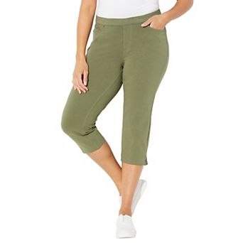 Catherines Women's Plus Size Petite The Knit Jean Capri (With Pockets)