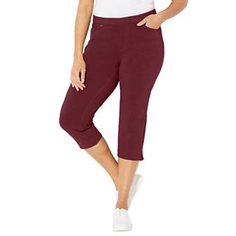 Catherines Women's Plus Size Petite The Knit Jean Capri (With Pockets)