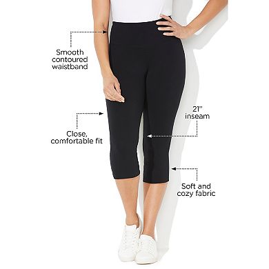 Catherines Women's Plus Size Petite Knit Legging Capri