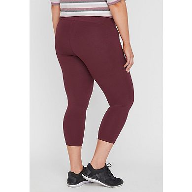Catherines Women's Plus Size Petite Knit Legging Capri