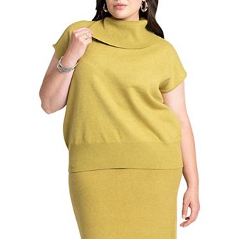 ELOQUII Women's Plus Size Asymmetrical Turtleneck Sweater