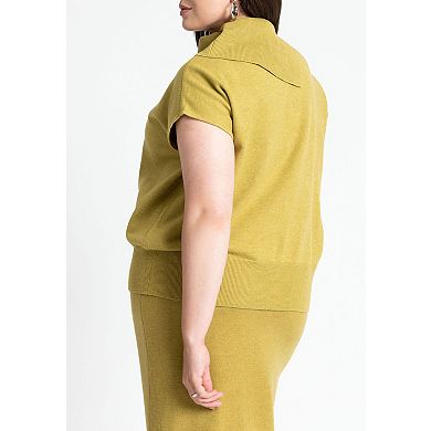 ELOQUII Women's Plus Size Asymmetrical Turtleneck Sweater
