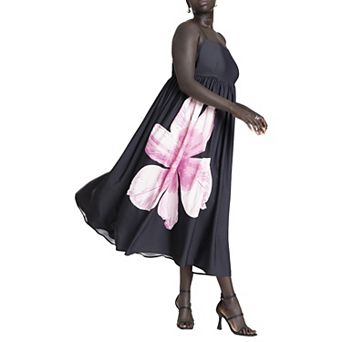 ELOQUII Women's Plus Size Printed Flower Maxi Dress
