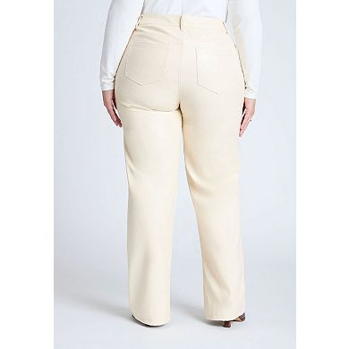 ELOQUII Women's Plus Size Slit Hem Faux Leather Pant