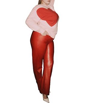 ELOQUII Women's Plus Size Slit Hem Faux Leather Pant