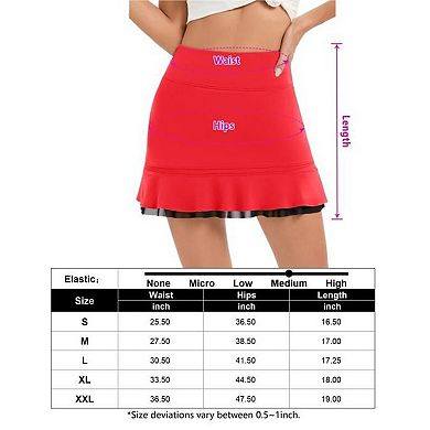 Tennis Skorts Pleated Ruffle Hem High Waisted Skirts with Pockets Women Golf Athletic
