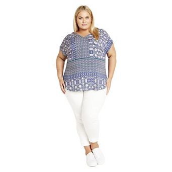 Avenue Women's Plus Size Kara Mixed Media Top