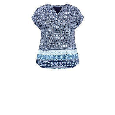 Avenue Women's Plus Size Kara Mixed Media Top