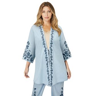 Roaman's Women's Plus Size Chambray wrap