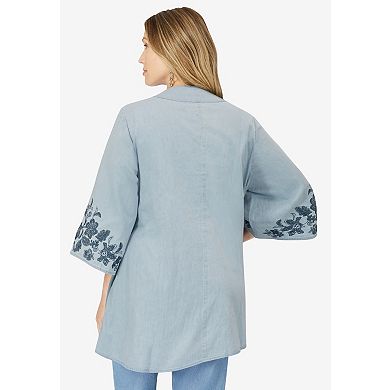 Roaman's Women's Plus Size Chambray wrap