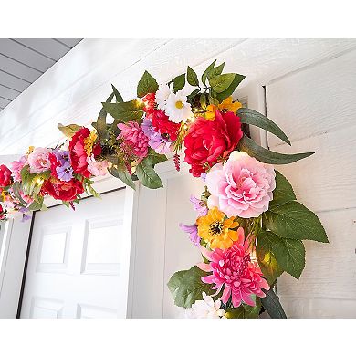 BrylaneHome 6’ Pre-Lit Mia Spring Garland
