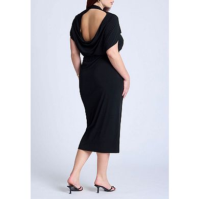 ELOQUII Women's Plus Size Cutout Back Midi Dress