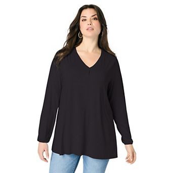 Roaman's Women's Plus Size Knit V-Neck Tunic