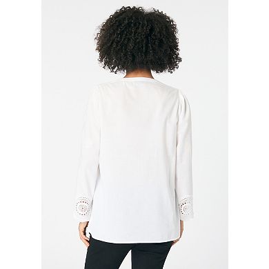 Roaman's Women's Plus Size Lace-Trim Blouse