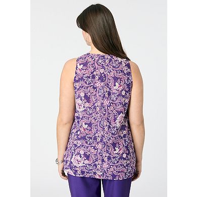 Roaman's Women's Plus Size Double-Layer Georgette Tank Top