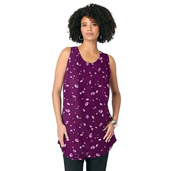 Roaman's Women's Plus Size Double-Layer Georgette Tank Top