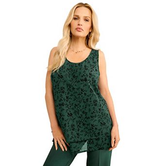 Roaman's Women's Plus Size Double-Layer Georgette Tank Top
