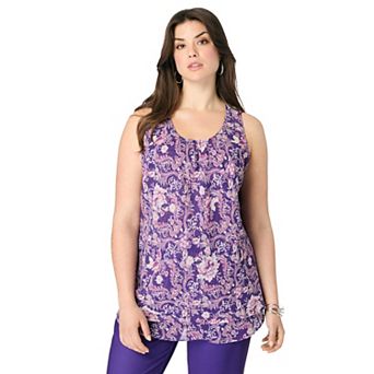 Roaman's Women's Plus Size Double-Layer Georgette Tank Top