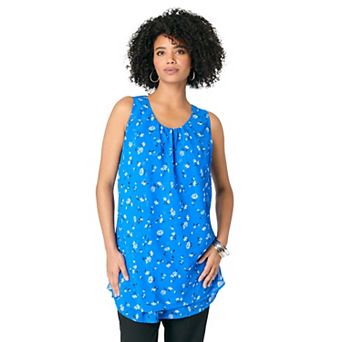 Roaman's Women's Plus Size Double-Layer Georgette Tank Top