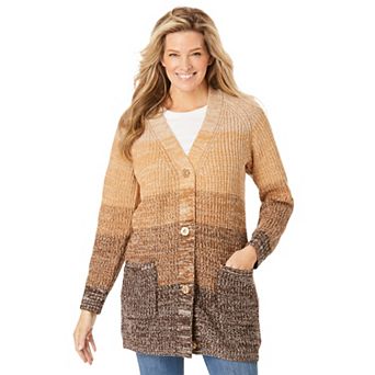 Woman Within Plus Size Ombre Shaker Cardigan