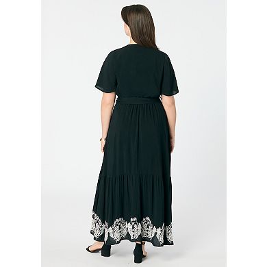 Roaman's Women's Plus Size Embroidered Maxi Dress