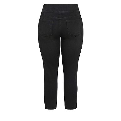 Avenue Women's Plus Size Tall Butter Denim Pull-On High Rise Jean