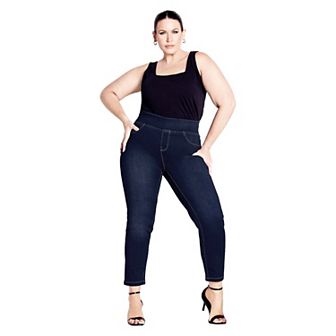 Avenue Women's Plus Size Tall Butter Denim Pull-On High Rise Jean