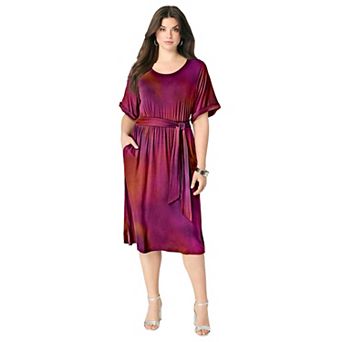 Roaman's Women's Plus Size Dolman-Sleeve Dress