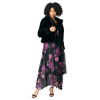 Roaman's Women's Plus Size Plus Size Cropped Faux Fur Shrug