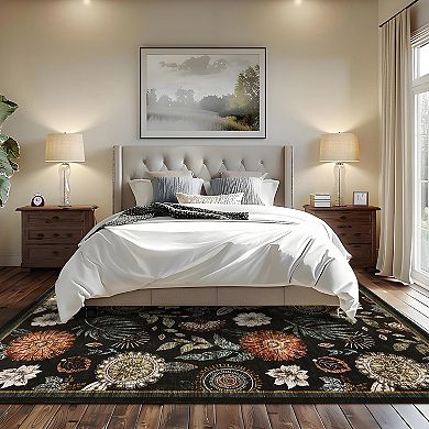 Garvee Modern Abstract Floral Area Rug Machine Washable Non Slip Floor Cover for Living Room Bedroom