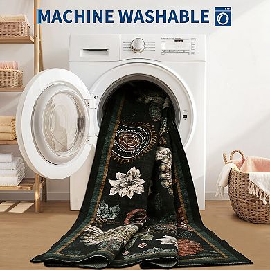 Garvee Modern Abstract Floral Area Rug Machine Washable Non Slip Floor Cover for Living Room Bedroom