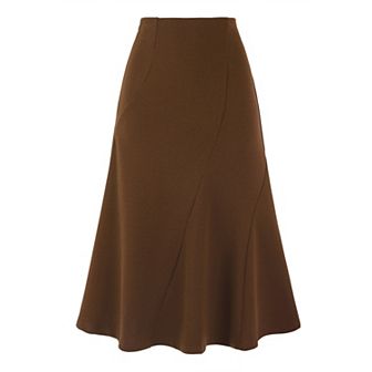 High Waisted Flared Skirts for Women's Solid Color Business Casual Midi Skirt