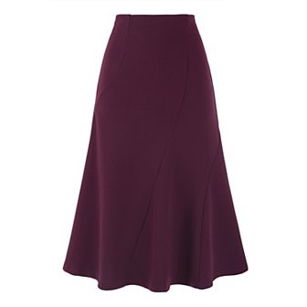 High Waisted Flared Skirts for Women's Solid Color Business Casual Midi Skirt