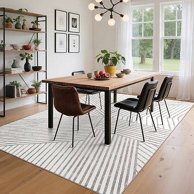 Garvee Machine Washable Modern Striped Area Rug Ultra Thin Non-Slip Rugs for Bedroom Kitchen