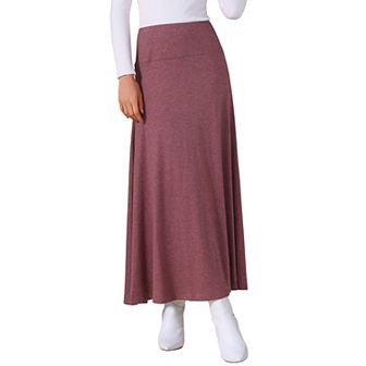 Women's Maxi Skirts High Waisted Solid Stretch Lightweight Stylish Flowy Flare Casual Long Skirt