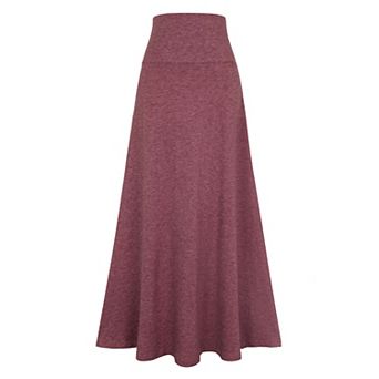 Women's Maxi Skirts High Waisted Solid Stretch Lightweight Stylish Flowy Flare Casual Long Skirt