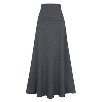 Women's Maxi Skirts High Waisted Solid Stretch Lightweight Stylish Flowy Flare Casual Long Skirt