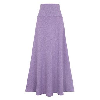 Women's Maxi Skirts High Waisted Solid Stretch Lightweight Stylish Flowy Flare Casual Long Skirt