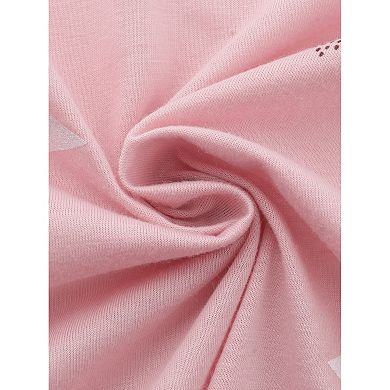 Women's Lounge Cotton Button Up Cute Pattern Print Long Sleeve Notched Collar Pants Set with Pockets