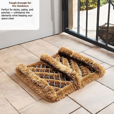 Gardenised Heavy-Duty Boot Scraper Brush Natural Coir Bristles on Durable Wire Frame for Outdoor