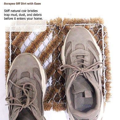 Gardenised Heavy-Duty Boot Scraper Brush Natural Coir Bristles on Durable Wire Frame for Outdoor