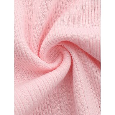 Women's Pajama Pants Cotton Knit Ribbed Elastic Waist Straight Leg with Pockets Loungewear Casual