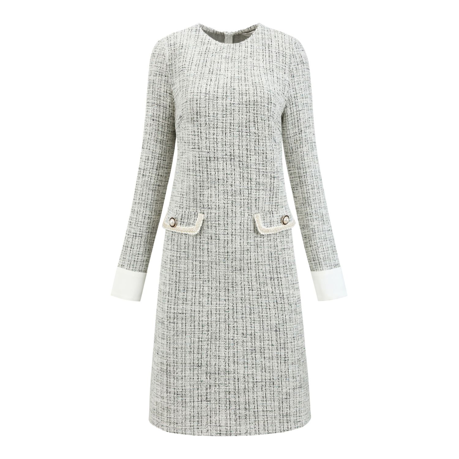tweed long sleeve dress Morgane long-sleeve mini The front pockets are both fashionable and convenient Feeling Like A Queen White