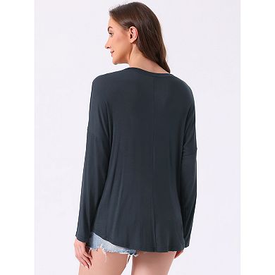 Women's Loungewear Long Sleeve Oversized Drop Shoulder High Low Hem Round Neck Tops Sleepwear