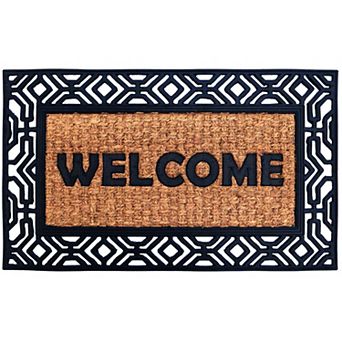 Gardenised Natural Coir and Non-Slip Rubber Doormat with Embossed Welcome Design Coconut Fiber